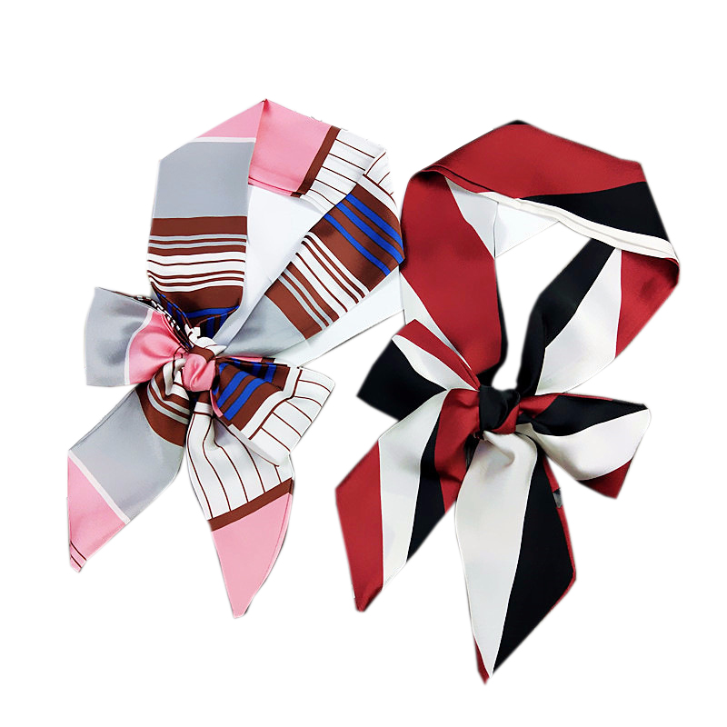 Silk Tie Striped - TOP syal sutra panjang kecil untuk