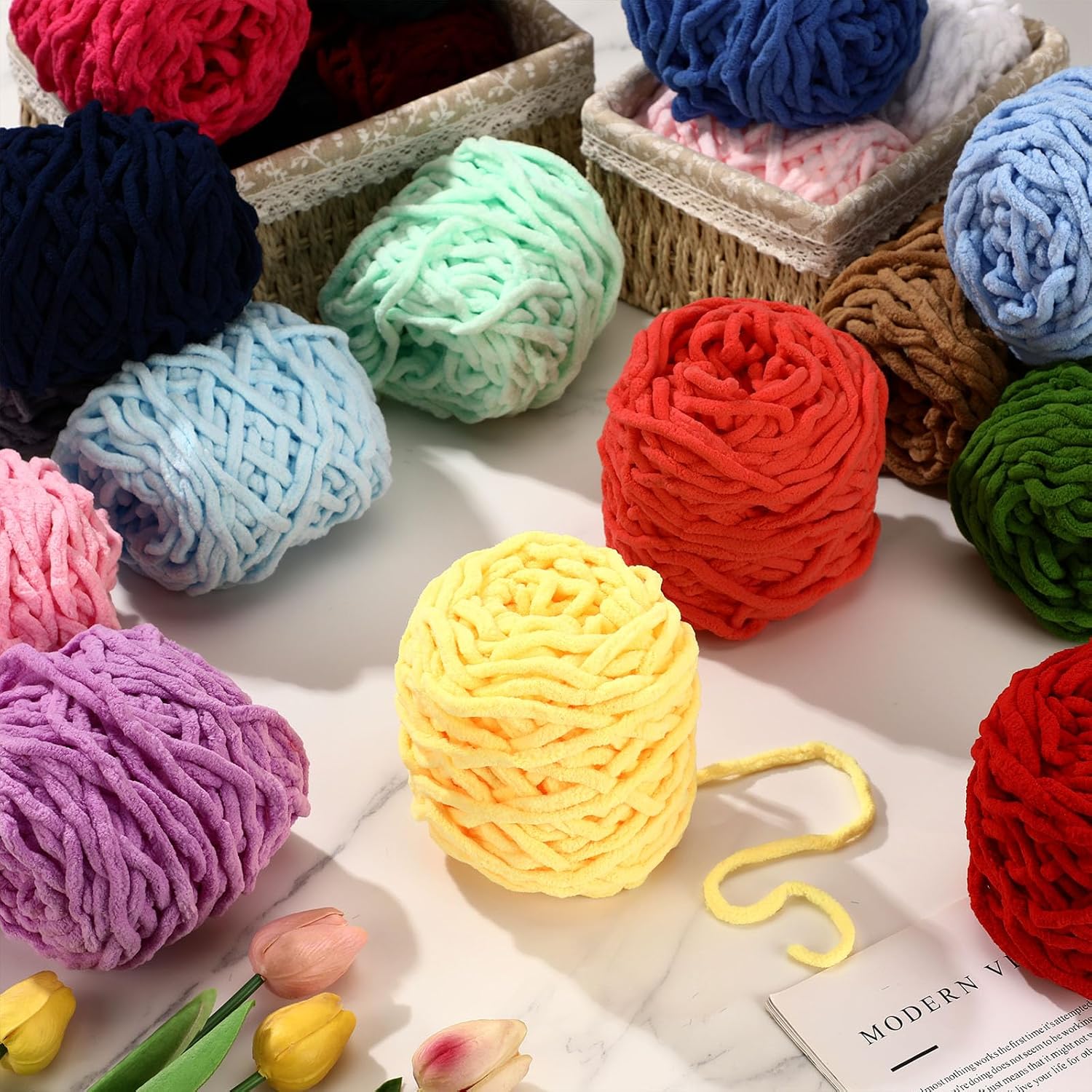 3PCS 300g Benang Rajut Chenill - Woven Scarf Blanket ulasan dan harga