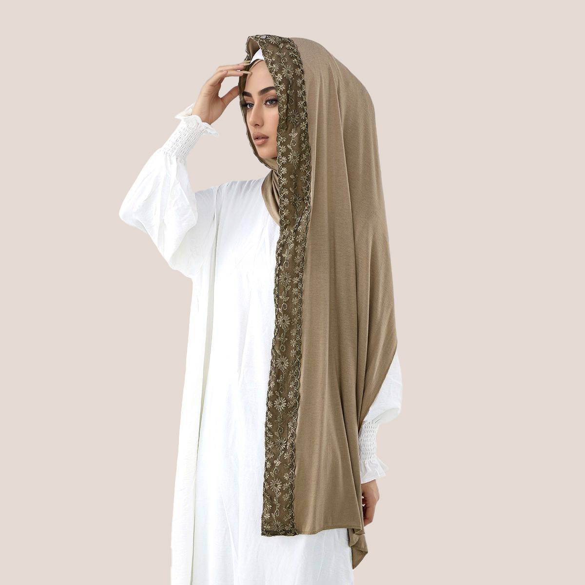 Hijab Muslim Jersey Katun Bord - Head Wrap Turban ulasan dan harga