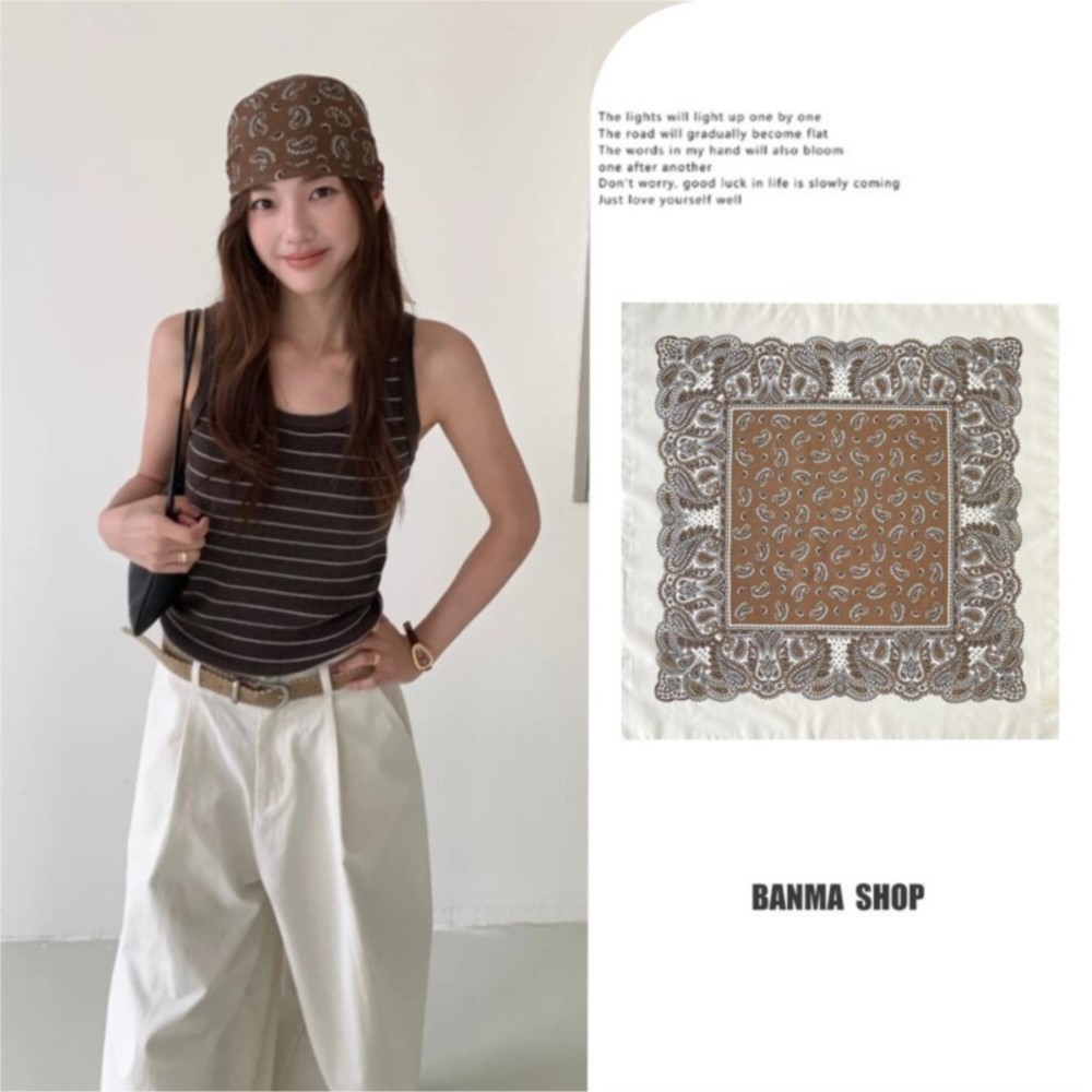 Syal Persegi Retro Paisley 70c - Bandana Cotton ulasan dan harga
