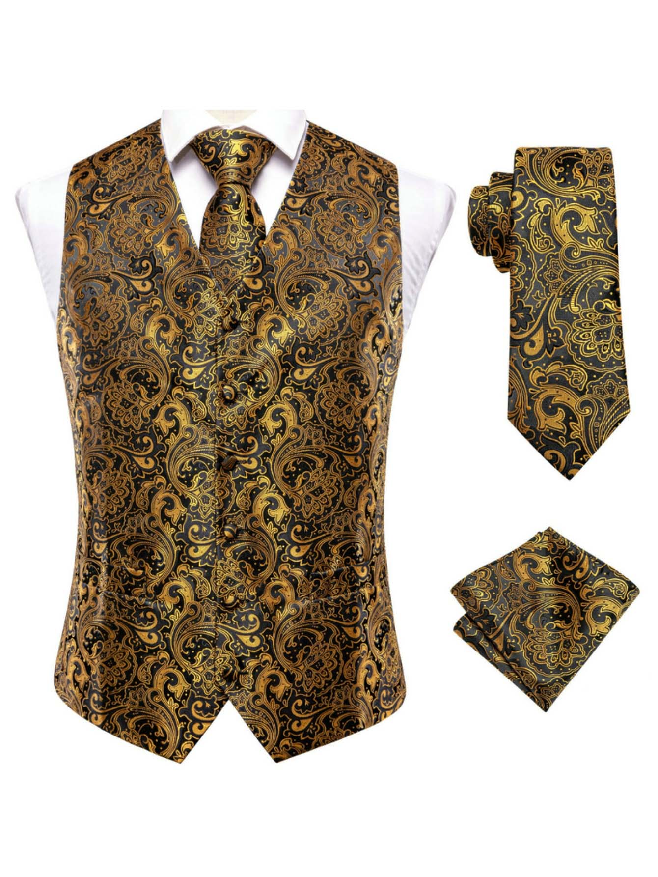 Setelan Rompi 3 Potong Warna K - Pocket Square Set ulasan dan harga