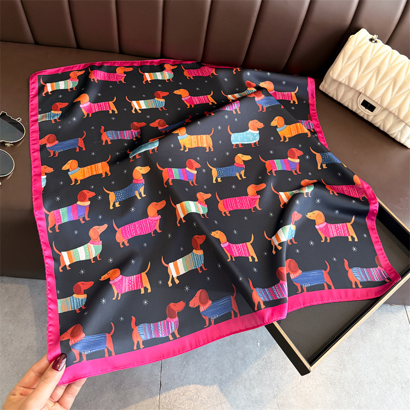 Syal Bandana Motif Anjing Wien - Silk Neck Scarf ulasan dan harga