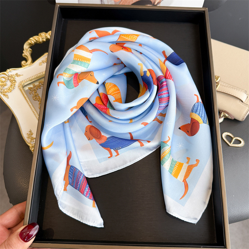 Syal Bandana Motif Anjing Wien - Silk Neck Scarf ulasan dan harga