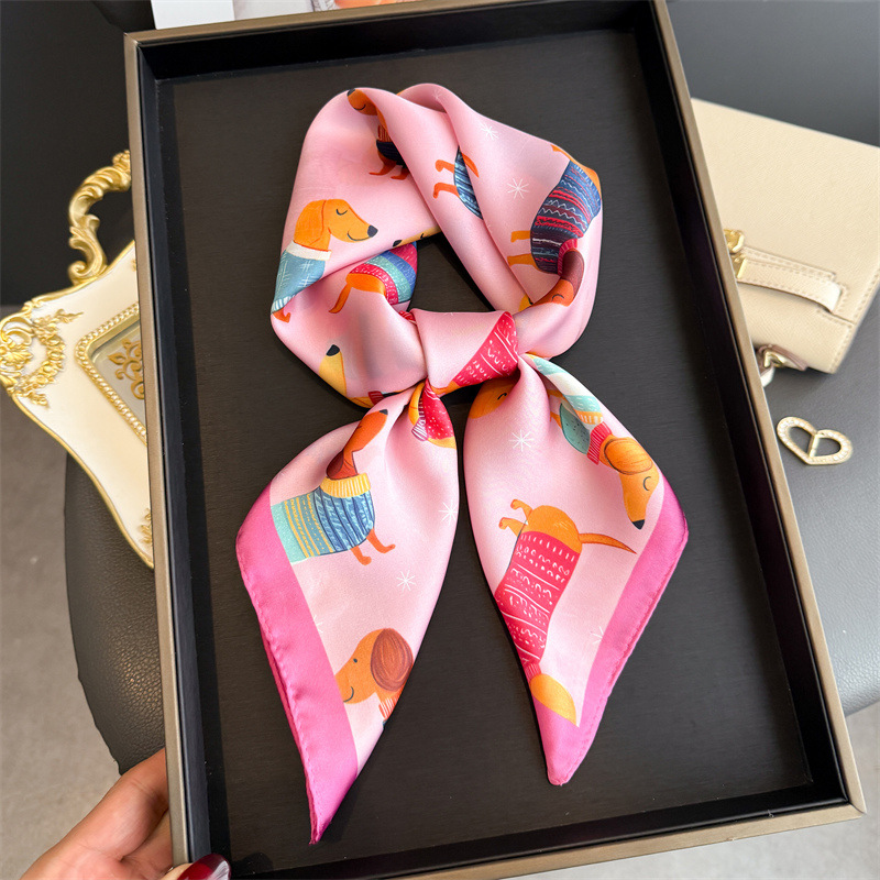 Syal Bandana Motif Anjing Wien - Silk Neck Scarf ulasan dan harga
