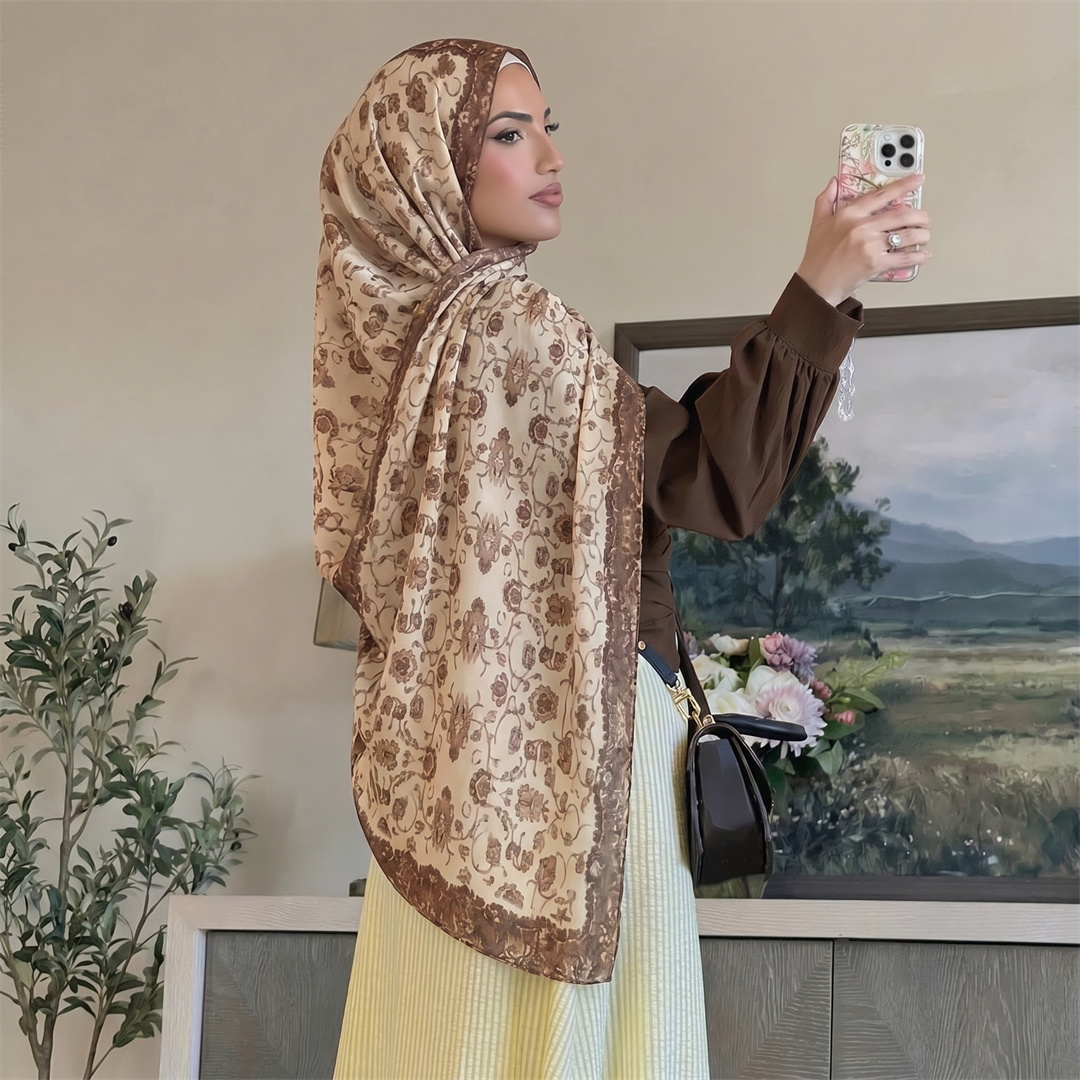 Hijab Cetak Bunga Vintage Lemb - Head Wrap Turban ulasan dan harga